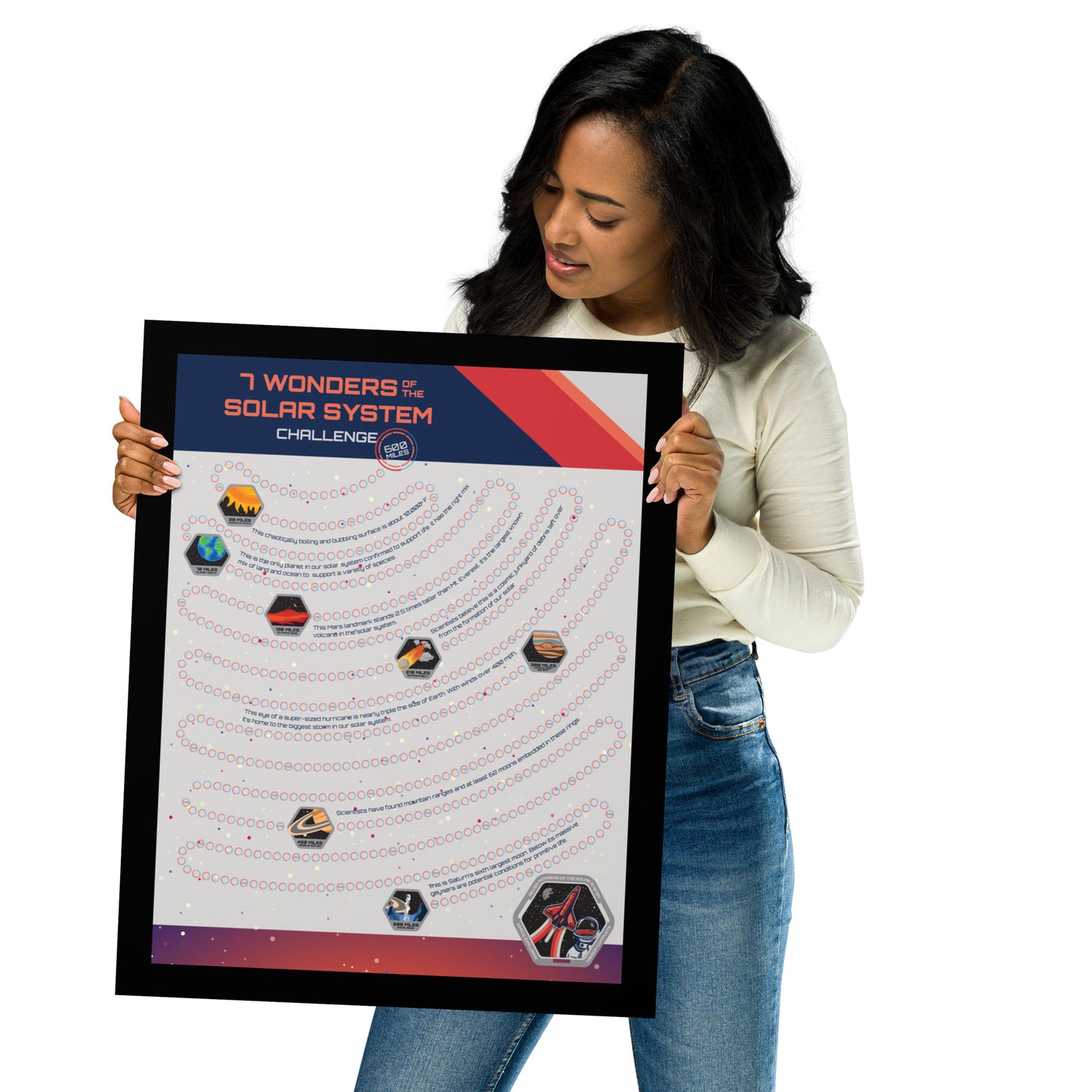 7 Wonders of the Solar System 600 Mile Challenge Tracker Poster