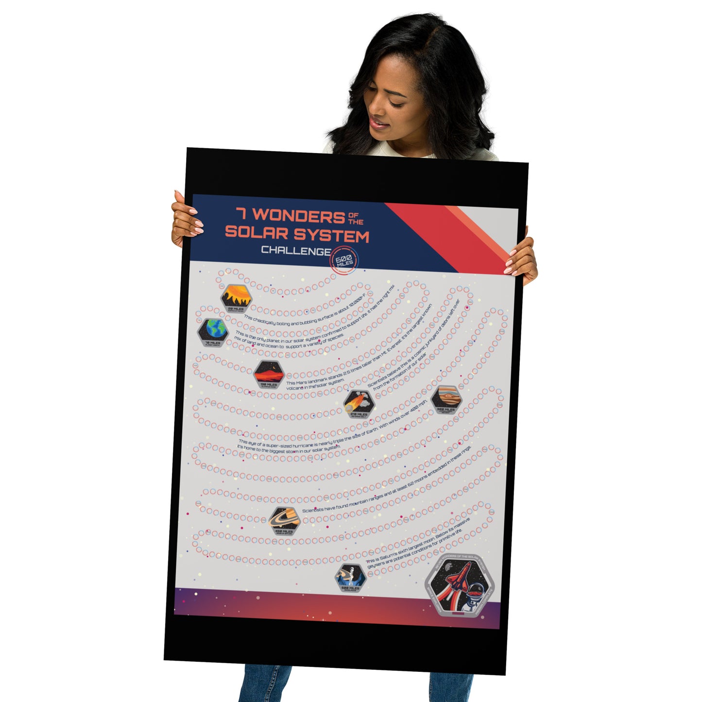 7 Wonders of the Solar System 600 Mile Challenge Tracker Poster