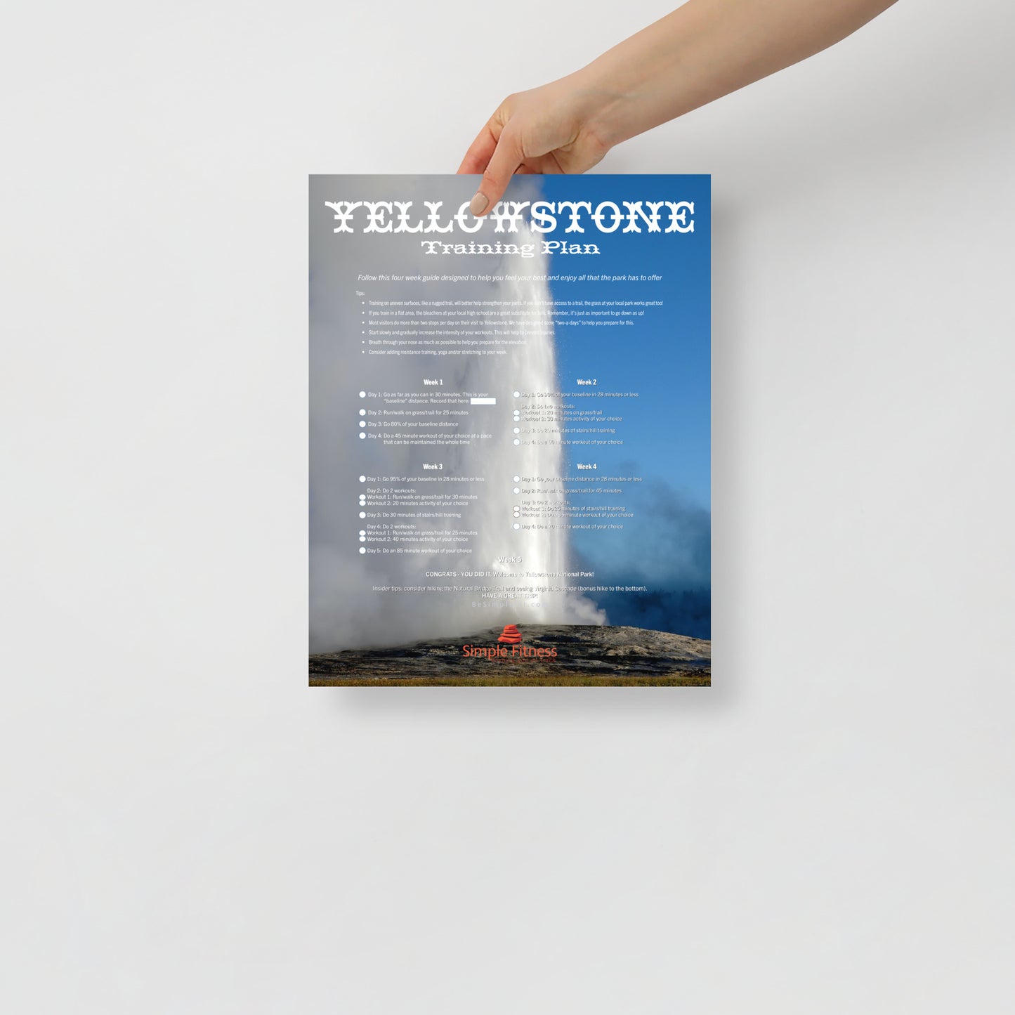 Yellowstone National Park Training Plan Poster