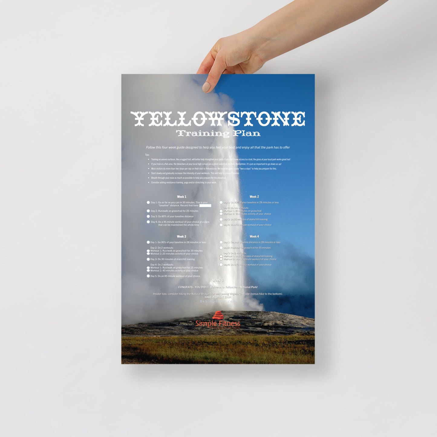Yellowstone National Park Training Plan Poster