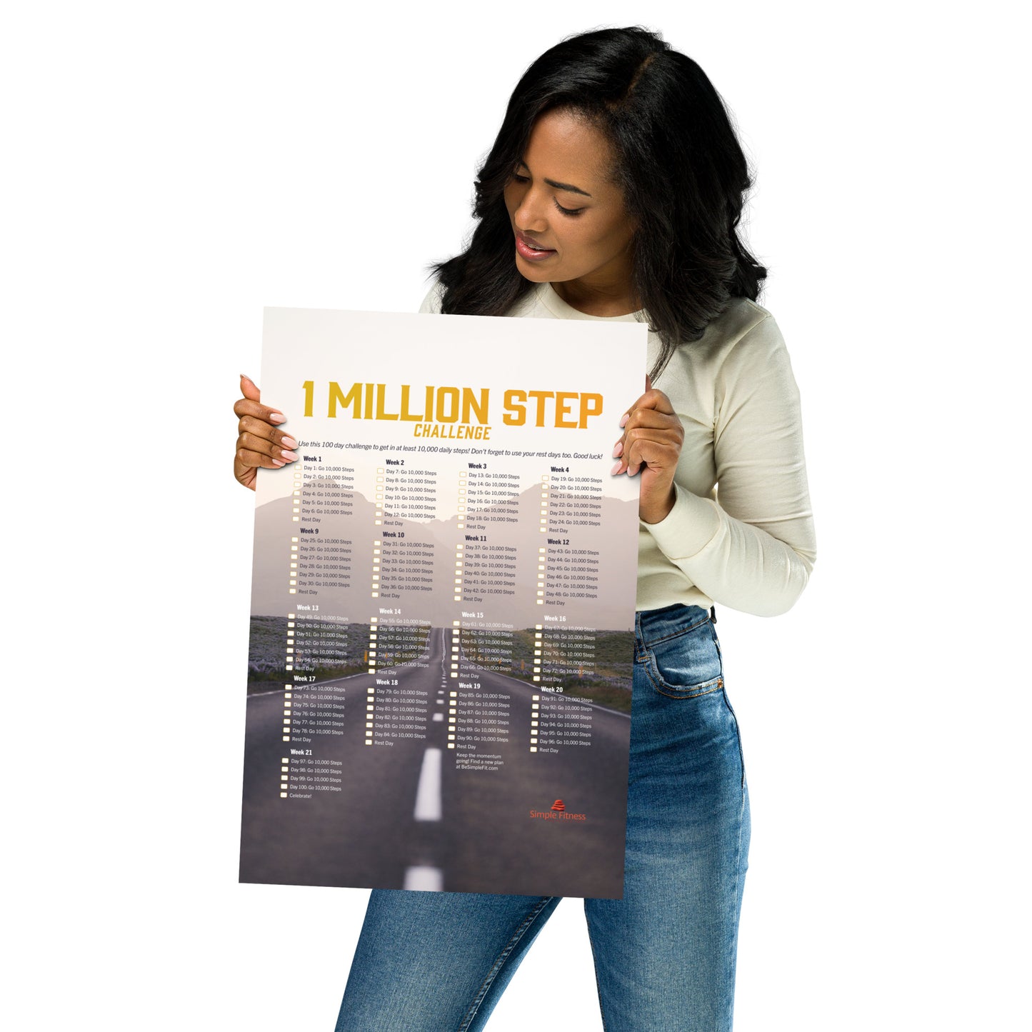 One Million Step Challenge Tracker Poster - Weekly