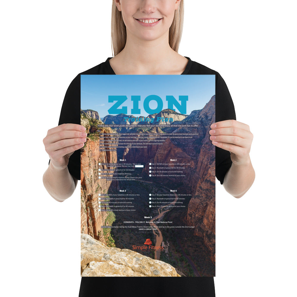 Zion National Park Training Plan Poster
