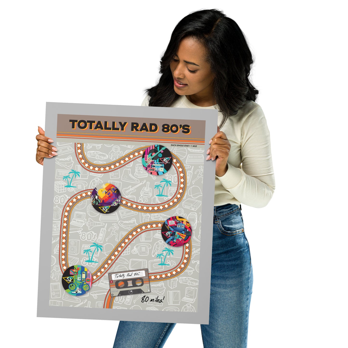 Totally Rad 80s 80 Mile Tracker Poster