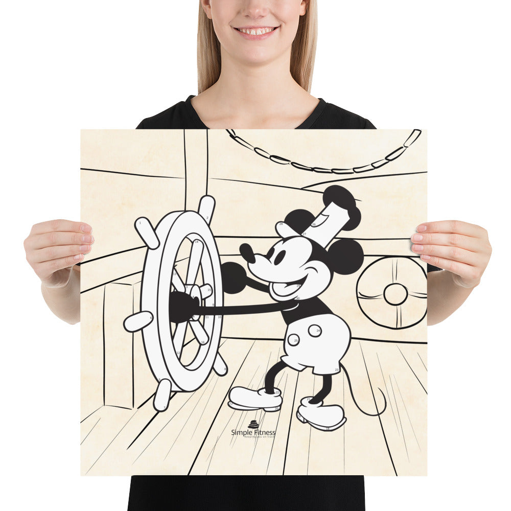 Mickey Mouse - Steamboat Willie 30X Fitness By Numbers Poster