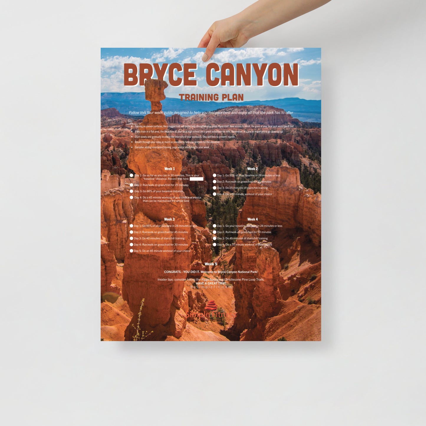 Bryce Canyon National Park Training Plan Poster