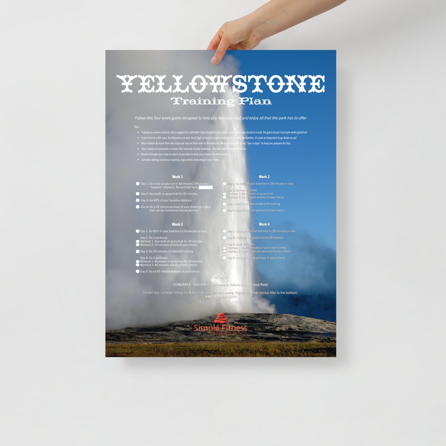 Yellowstone National Park Training Plan Poster