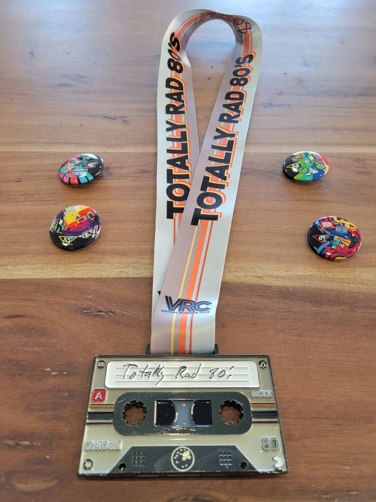 Totally Rad 80s Challenge Medal & Buttons Bundle