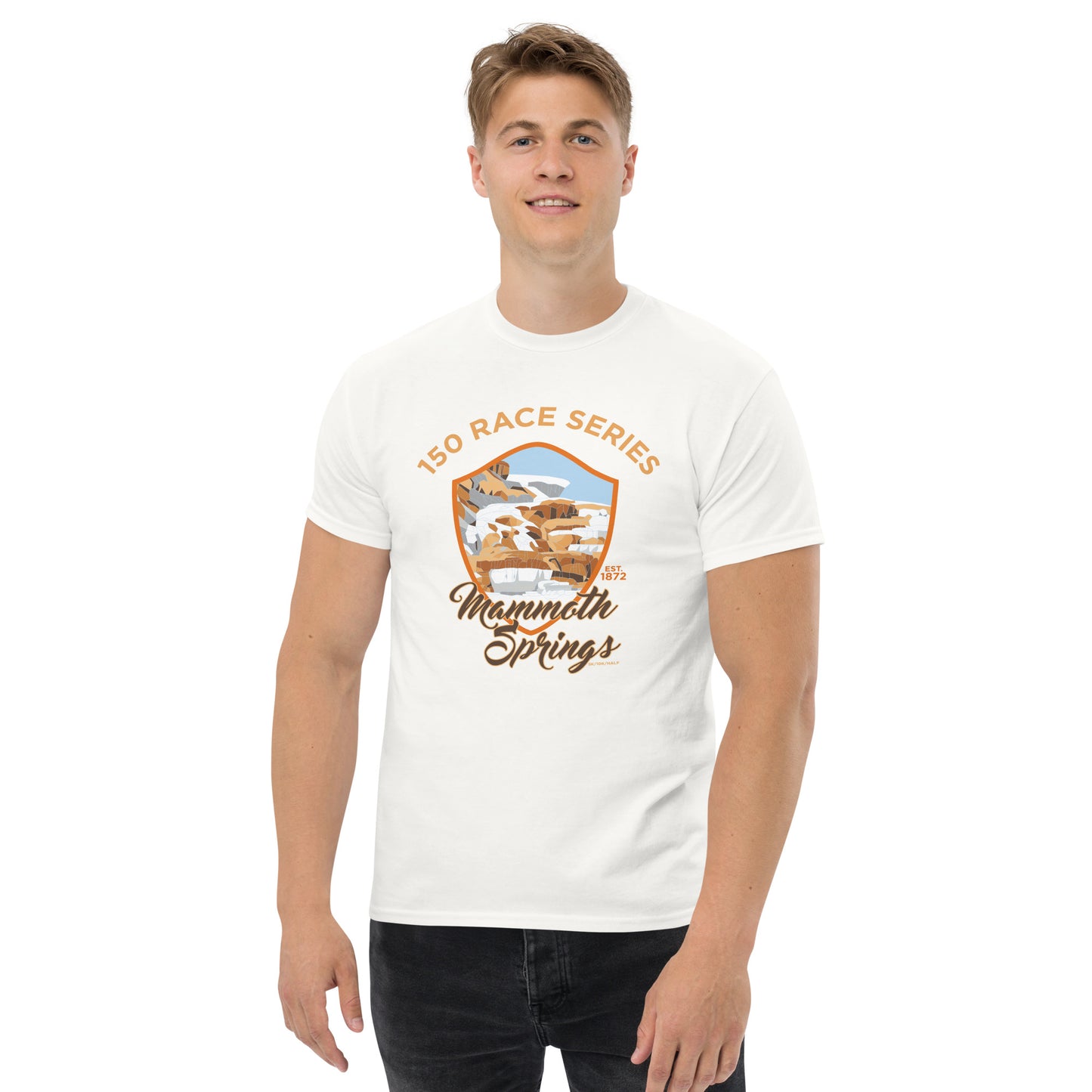 Classic Everyday Mammoth Hot Springs Race Tee - 150 Years of Yellowstone