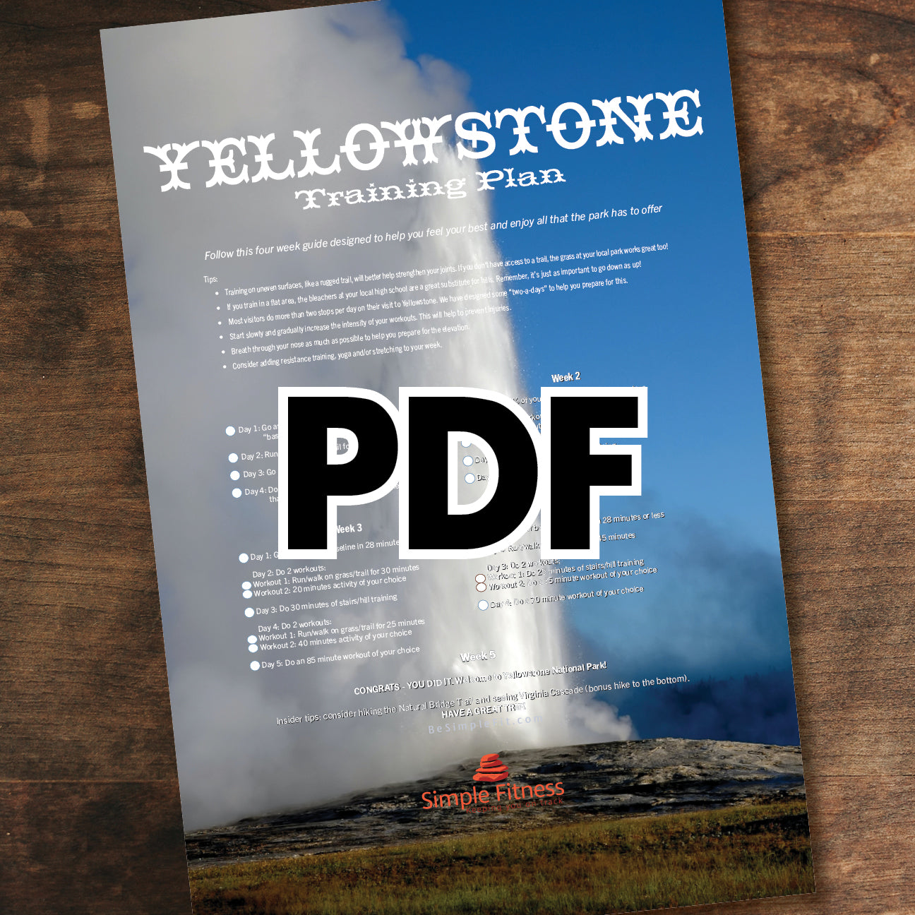 Yellowstone National Park Training Plan Poster