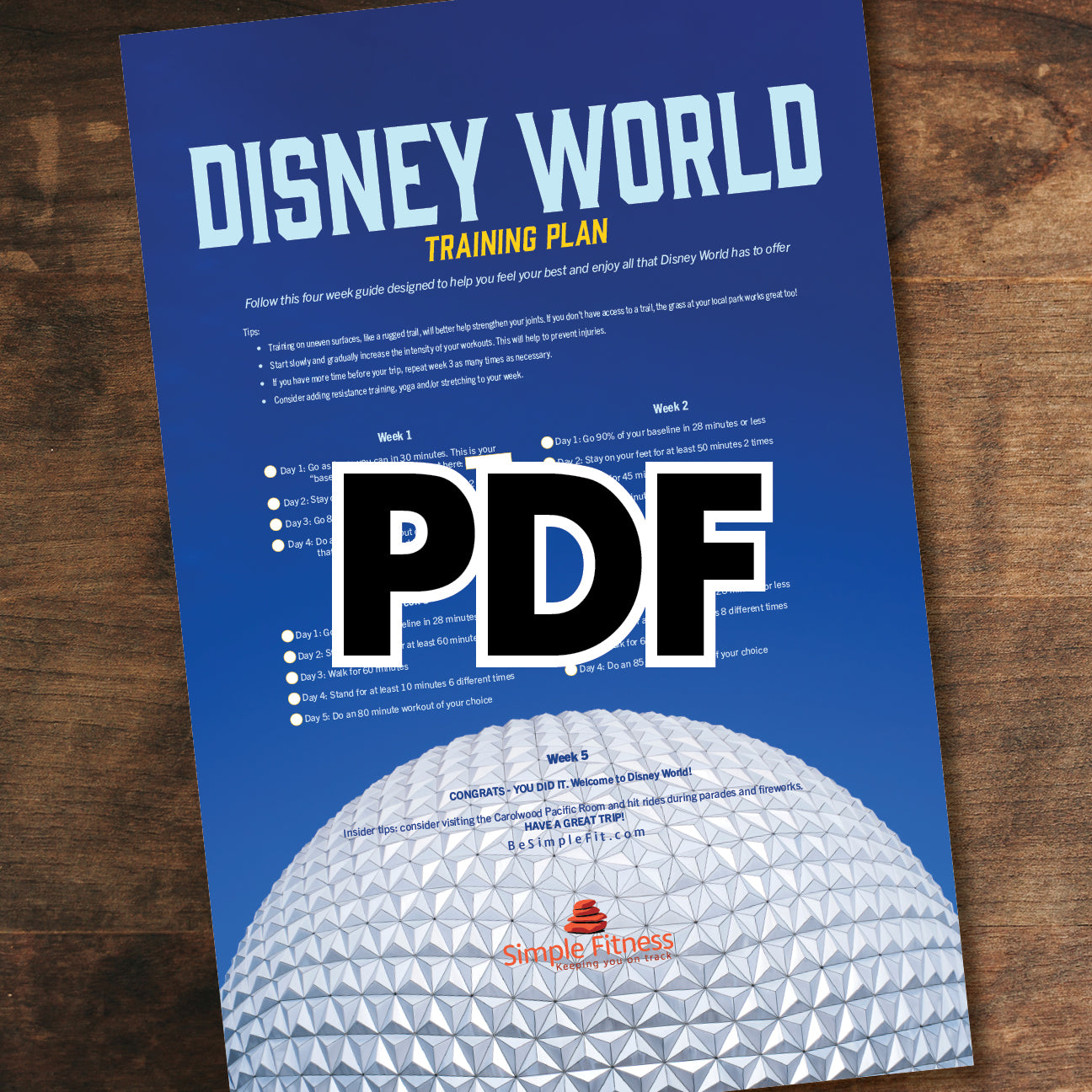 Disney World Trip Fitness Plan Poster