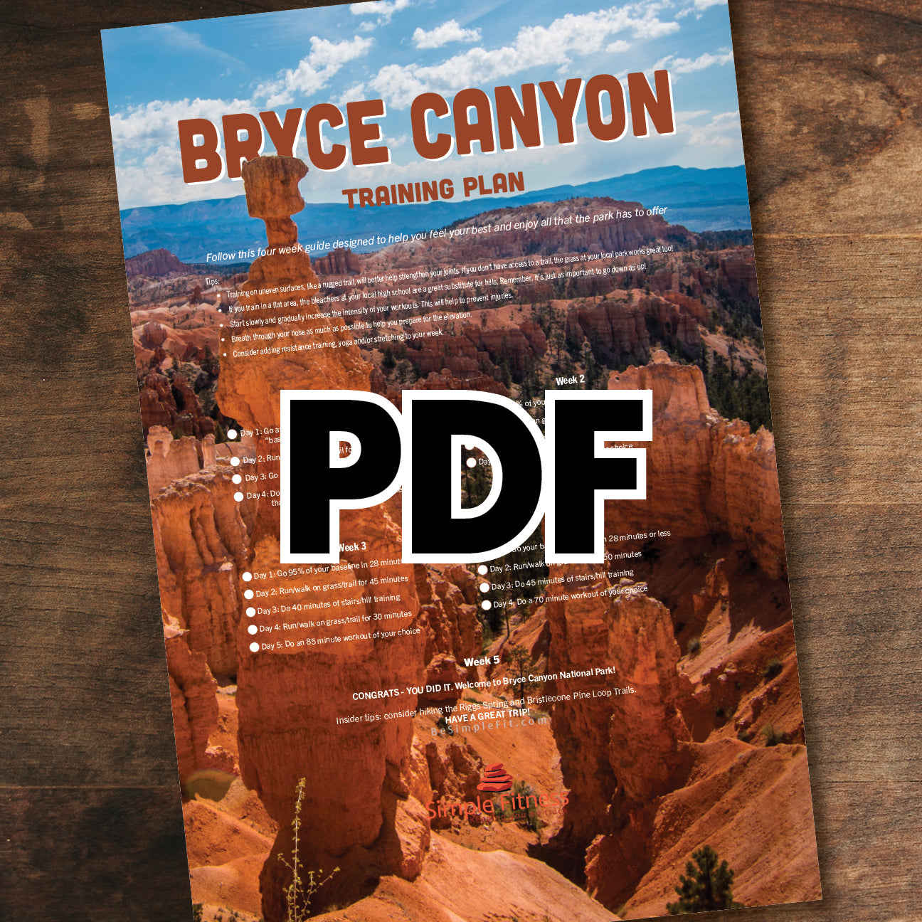 Bryce Canyon National Park Training Plan Poster
