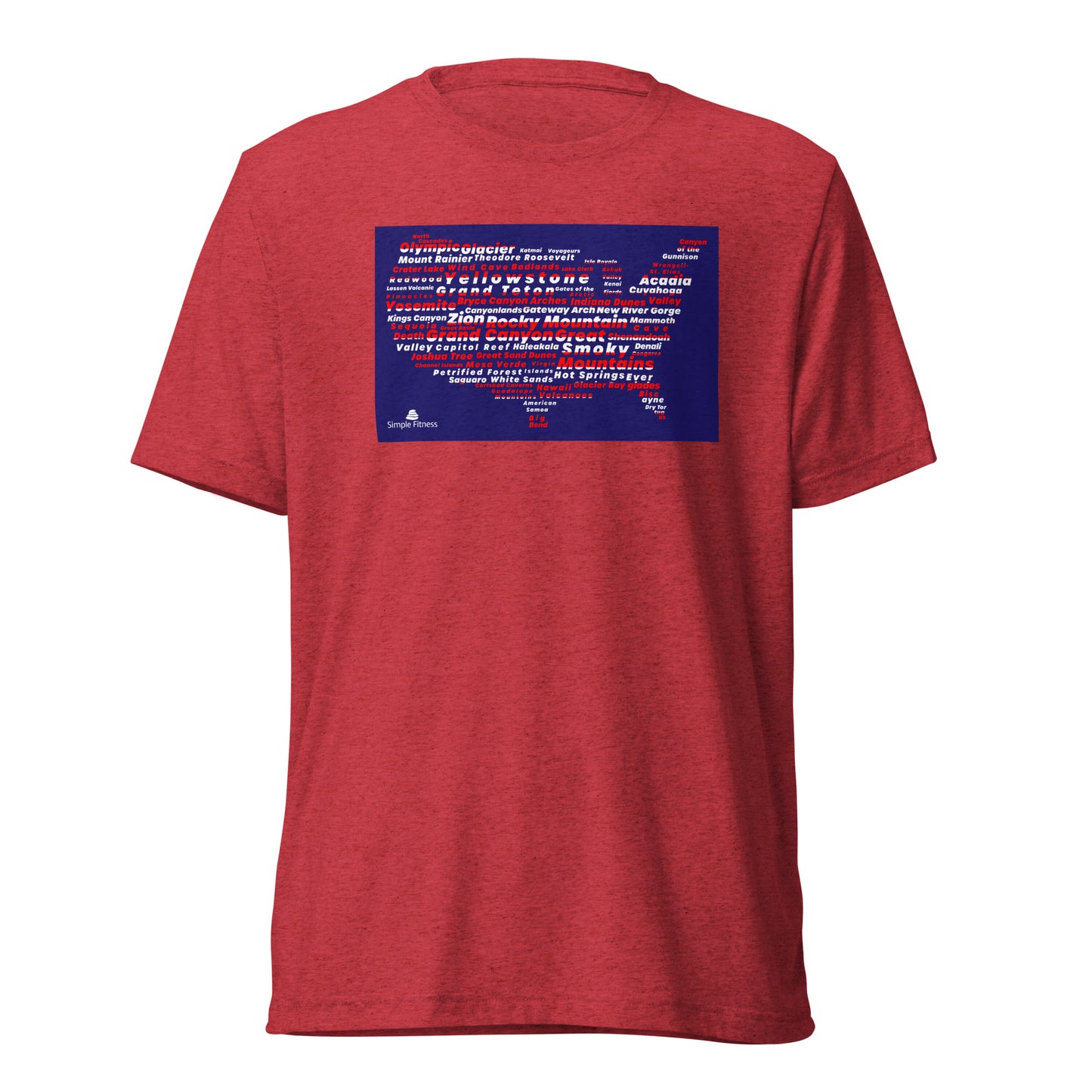 Premium Everyday All National Parks USA Red White & Blue Tee