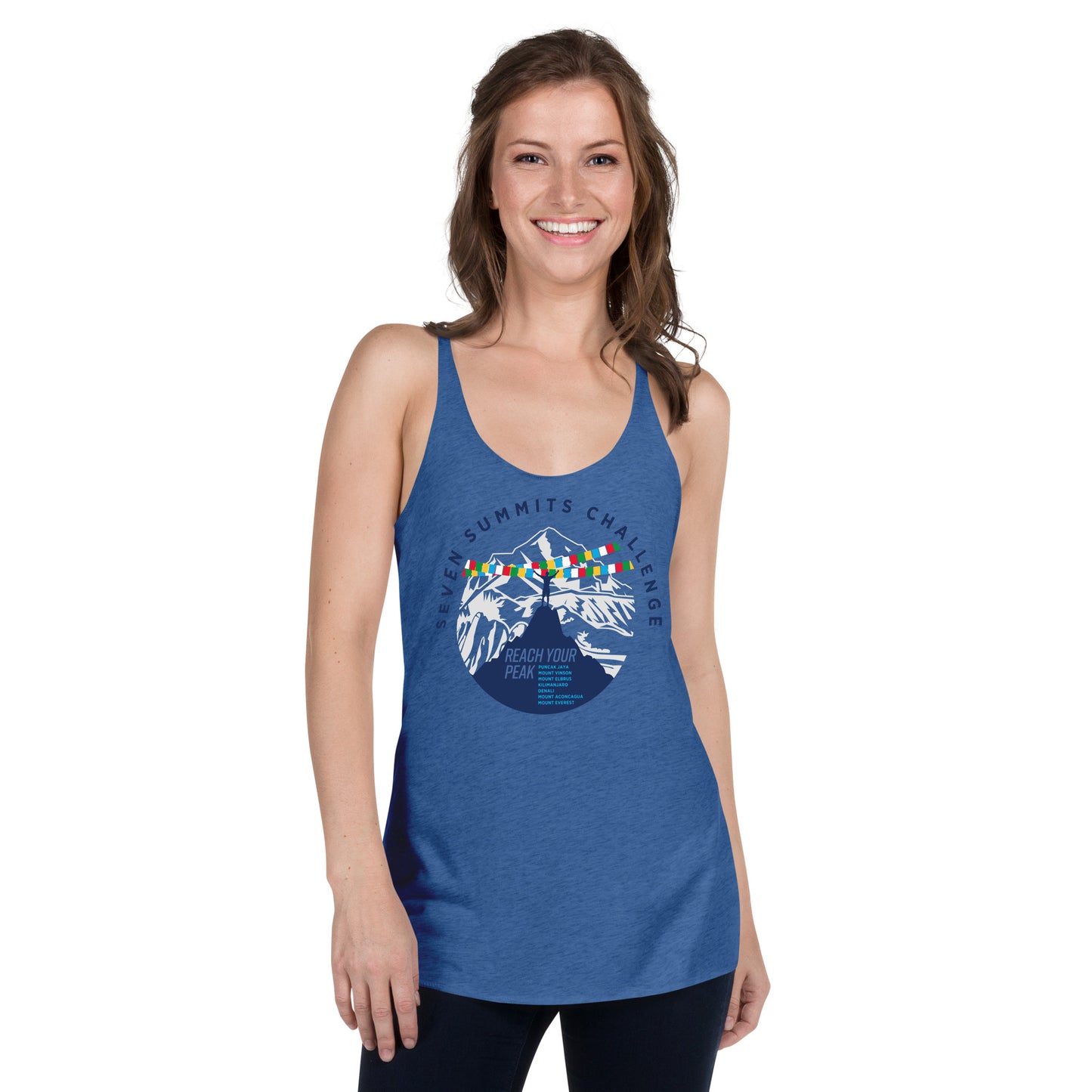 Premium Everyday Women's Reach Your Peak 7 Summits Challenge Racerback Tank