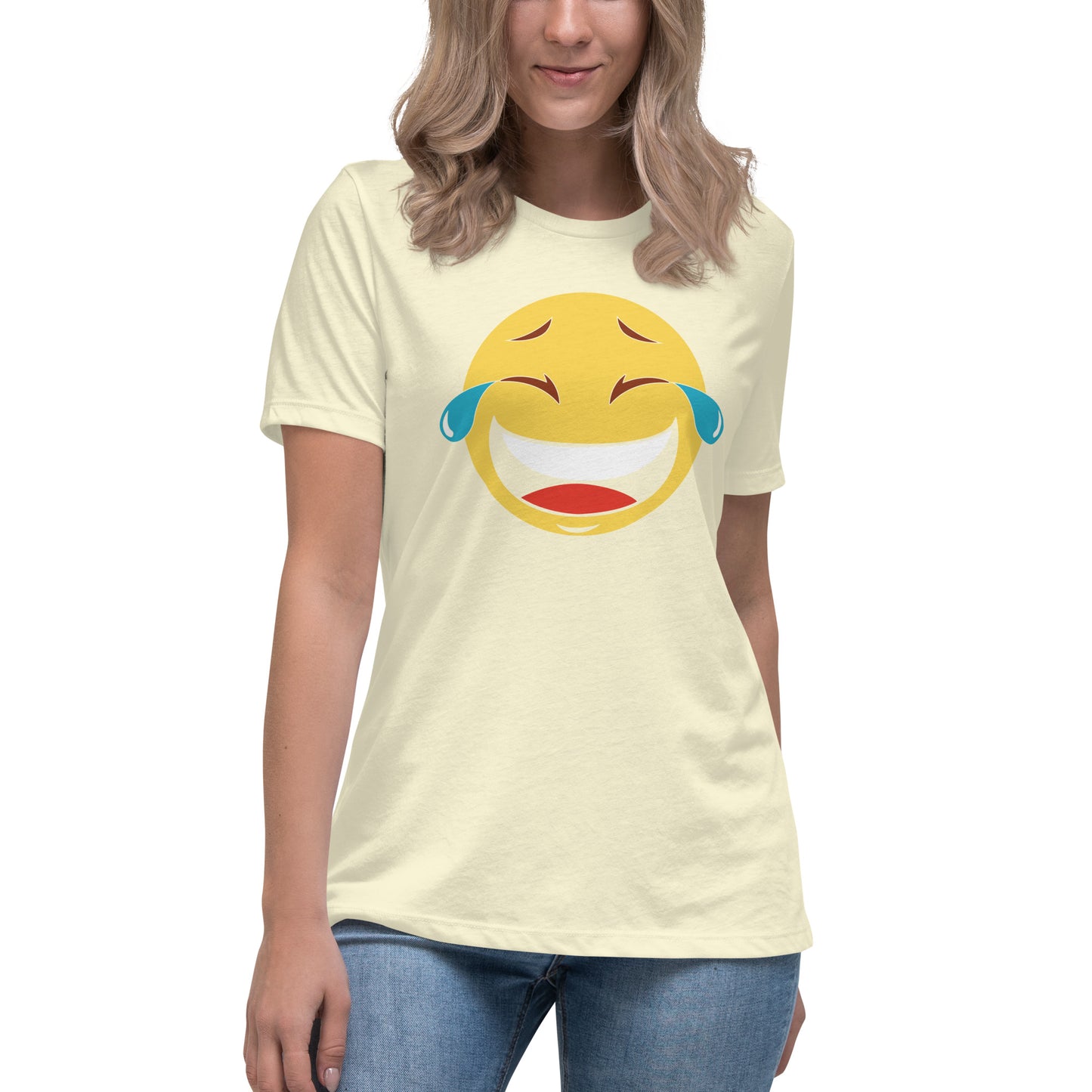 Premium Everyday Women's Tears of Joy Emoji Race Tee