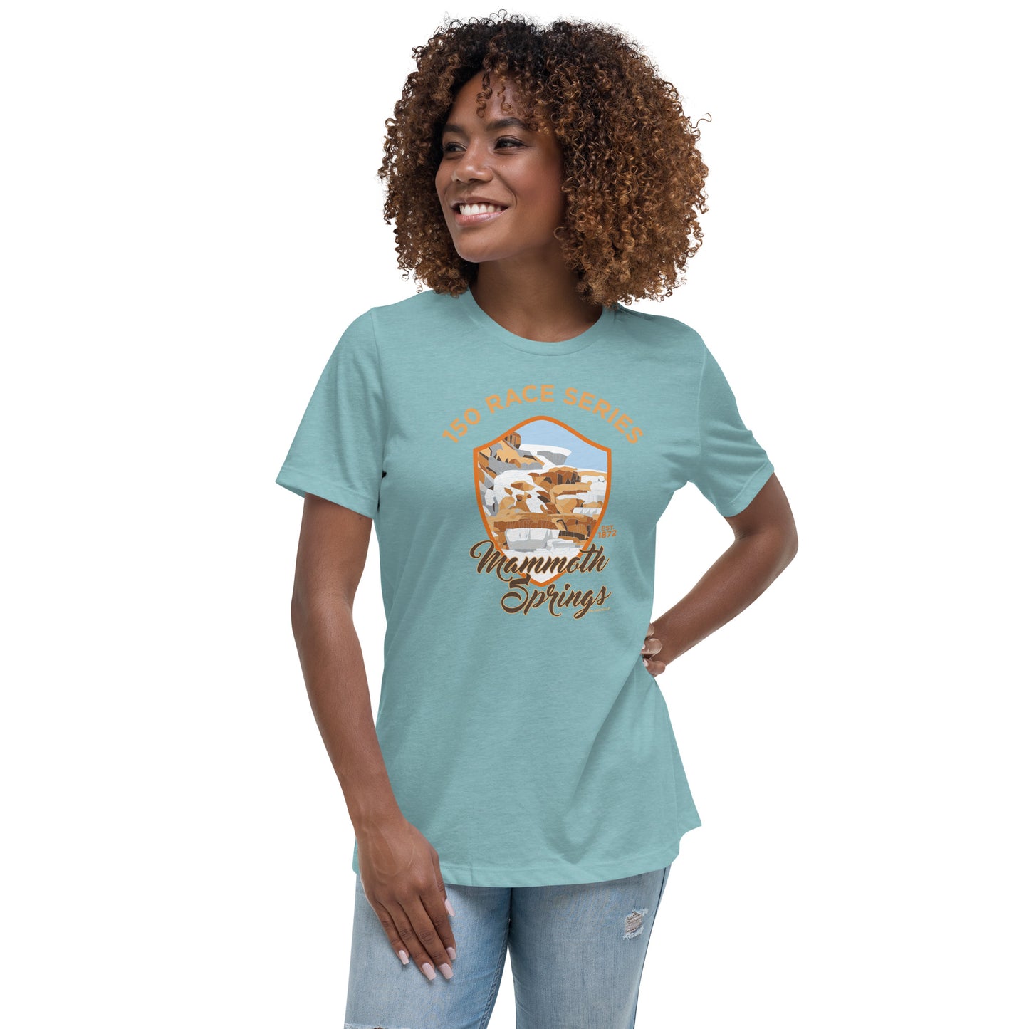 Premium Everyday Women's Mammoth Hot Springs Race Tee - 150 Years of Yellowstone