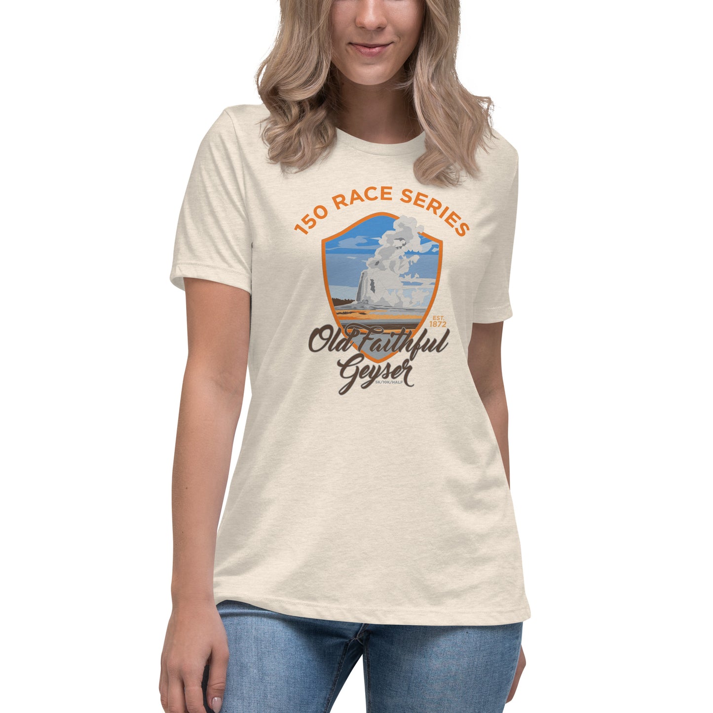 Premium Everyday Women's Old Faithful Geyser Race Tee - 150 Years of Yellowstone