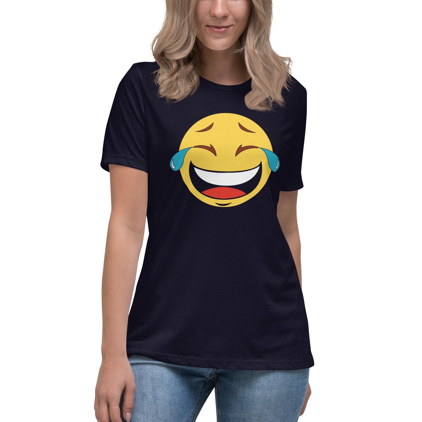 Premium Everyday Women's Tears of Joy Emoji Race Tee