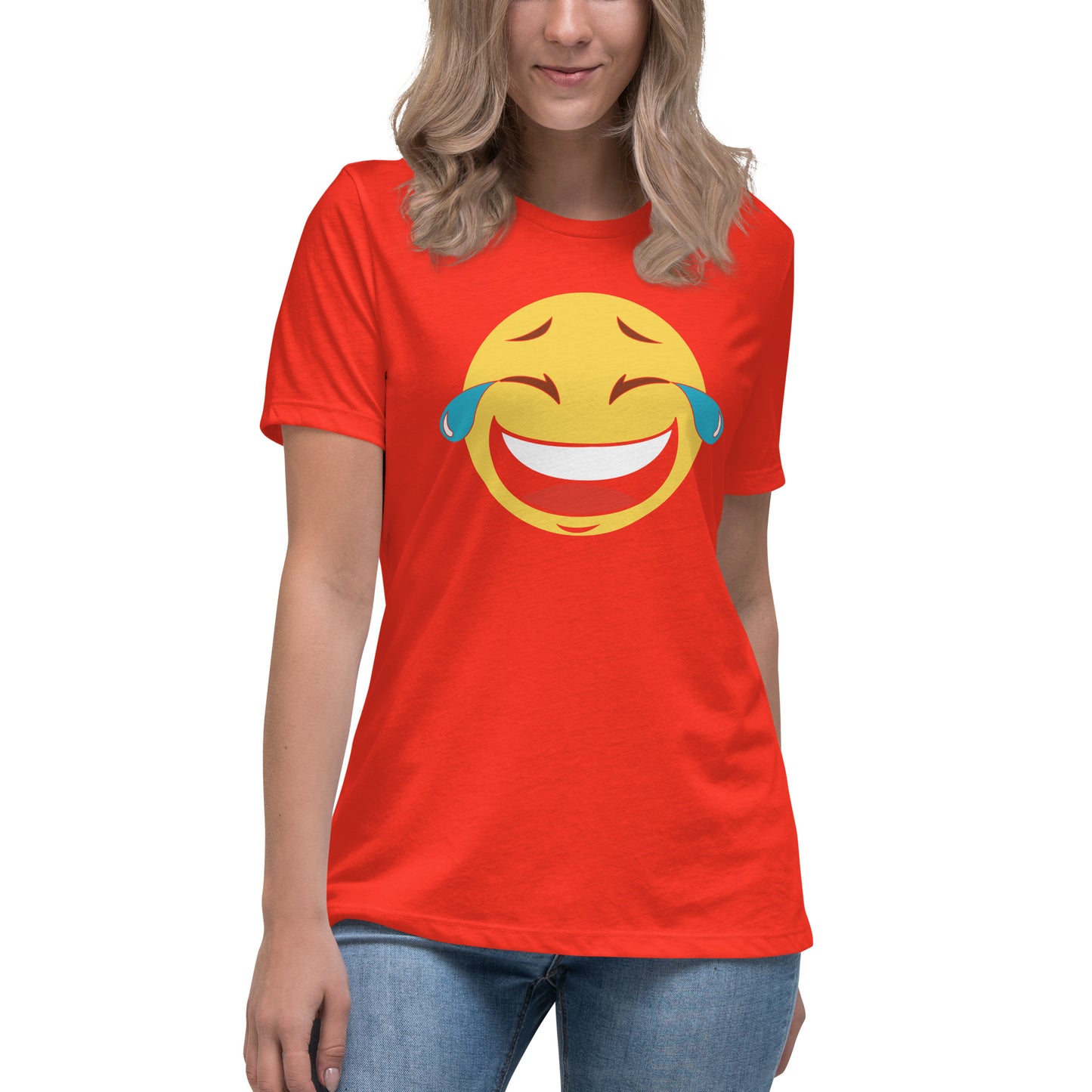 Premium Everyday Women's Tears of Joy Emoji Race Tee