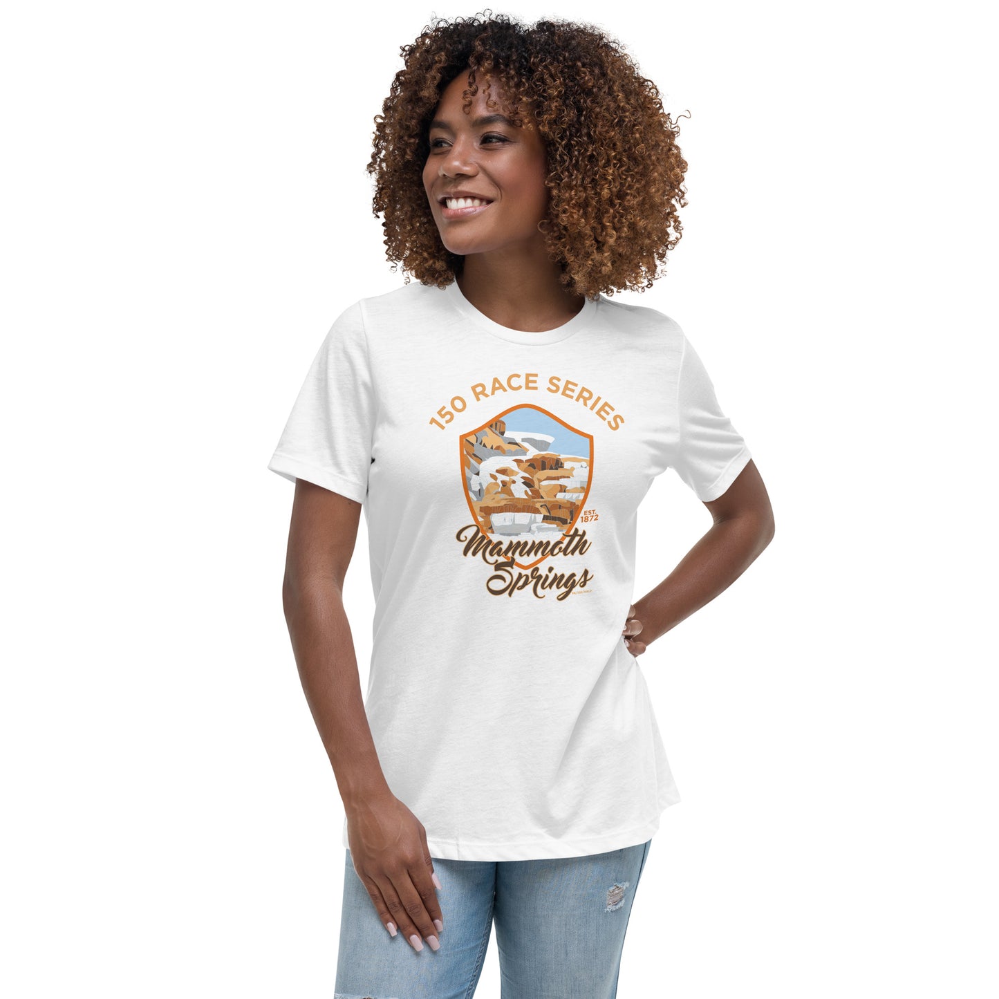 Premium Everyday Women's Mammoth Hot Springs Race Tee - 150 Years of Yellowstone